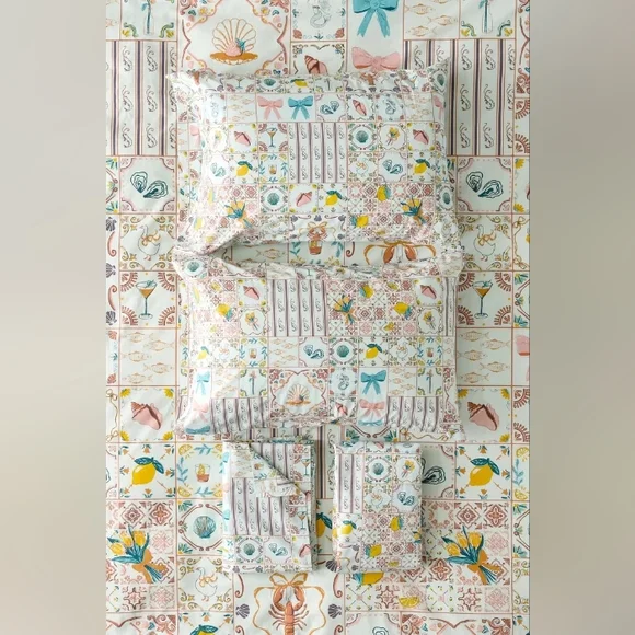 NWT UO Porto Tile Sheet Set Queen - Picture 3 of 3